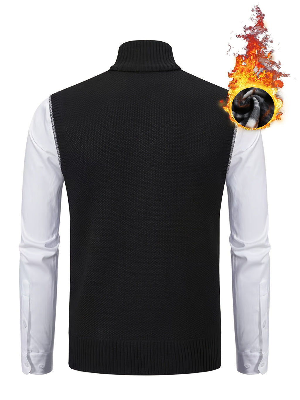 Men'S Knitted Zipper Cardigan Vest Sweater with Pockets - Black