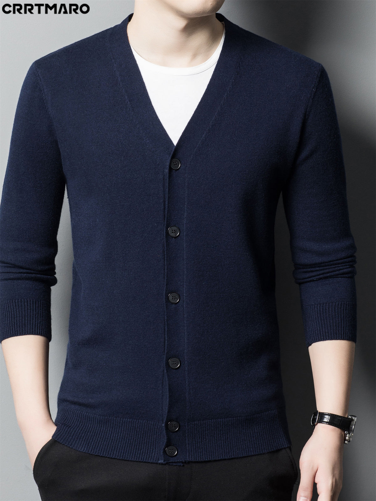 Men's Knit Cardigan, Warm Casual Long Sleeve Top for Fall and Winter - On Cyan