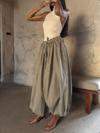WY1020057 Women's Fashion Casual Oversized Wide-Leg Lantern Plaid Pants with Side Pockets and Elastic Waistband - Mixed colors