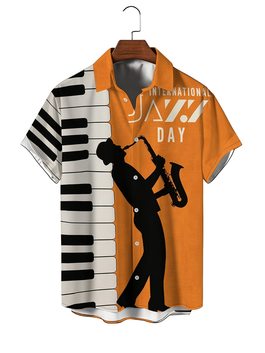 Men'S Fashion Short Sleeve Shirt - Orange