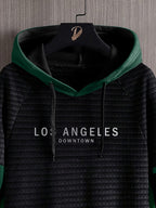 Men'S Fashion Hoodie Sweatshirt - Black hits green
