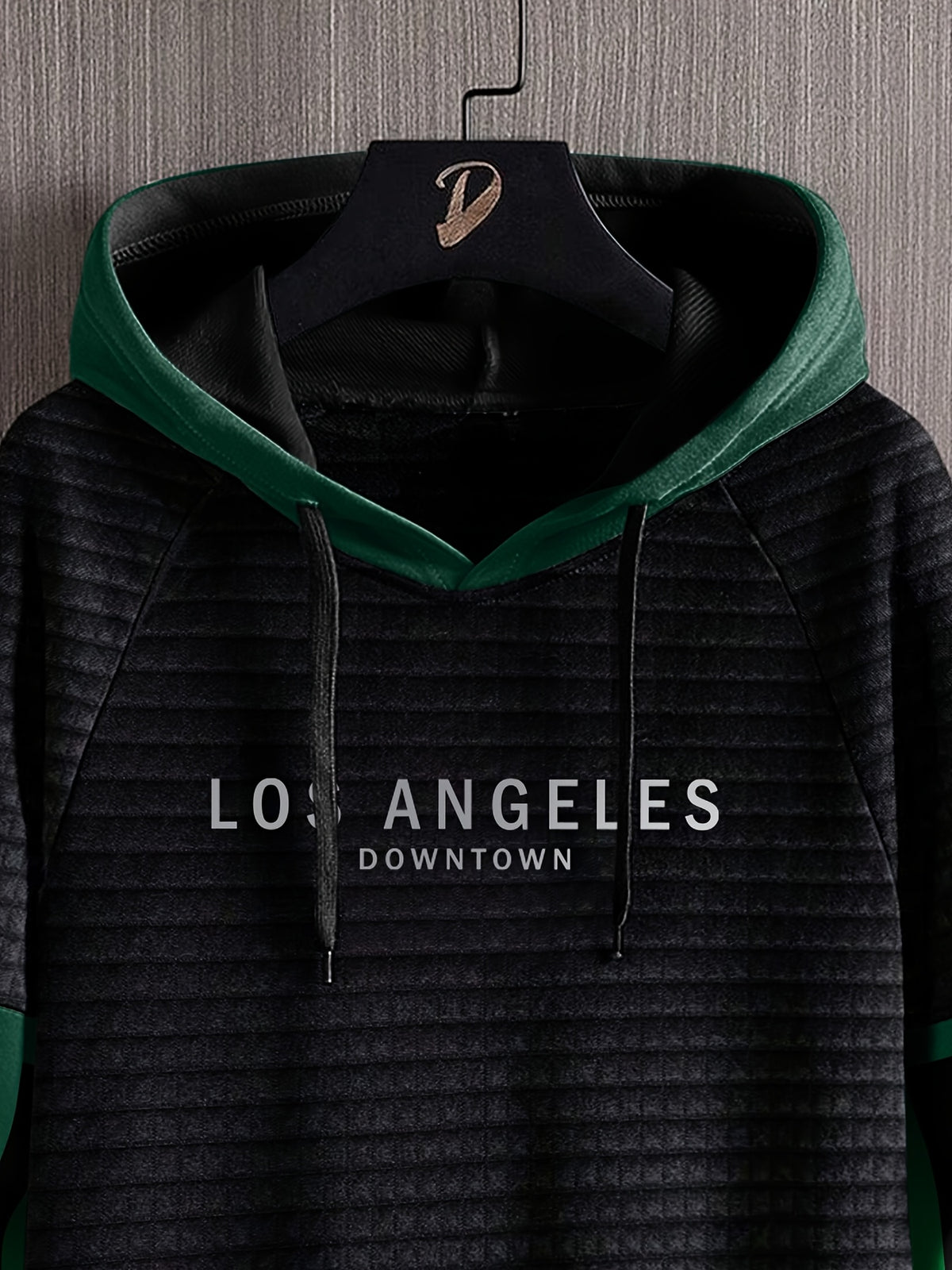 Men'S Fashion Hoodie Sweatshirt - Black hits green