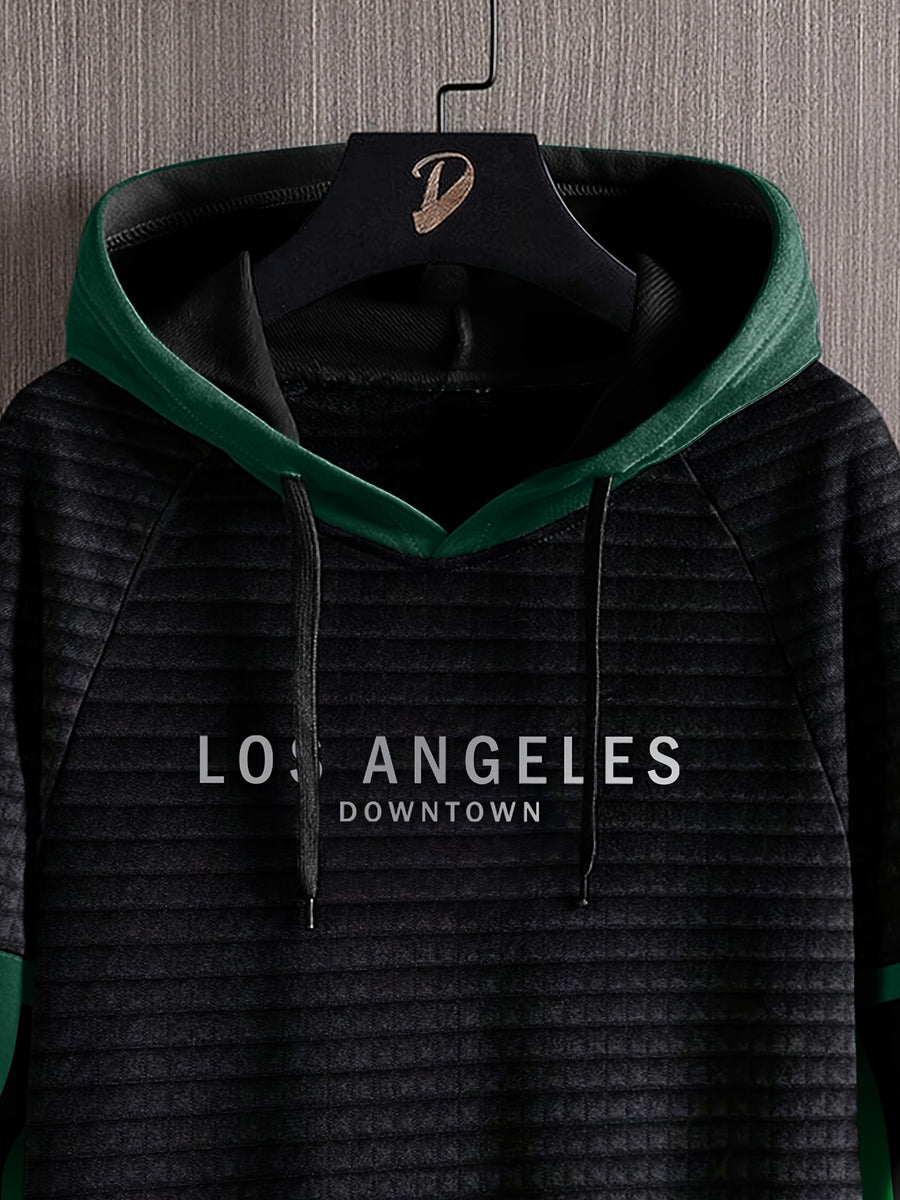 Men'S Fashion Hoodie Sweatshirt - Black hits green