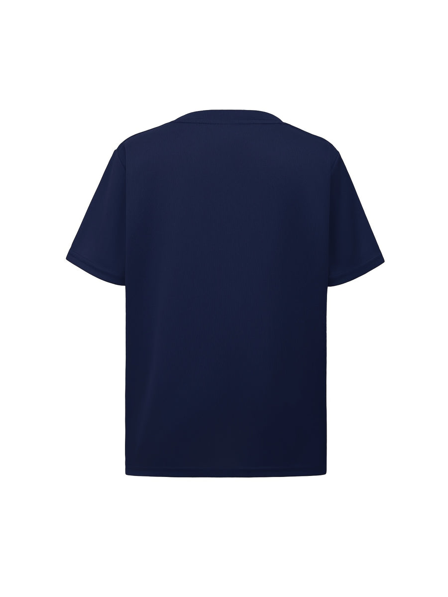 Men's Print T-Shirt, Crew Neck Short Sleeve, Classic Timeless Top - Navy Color