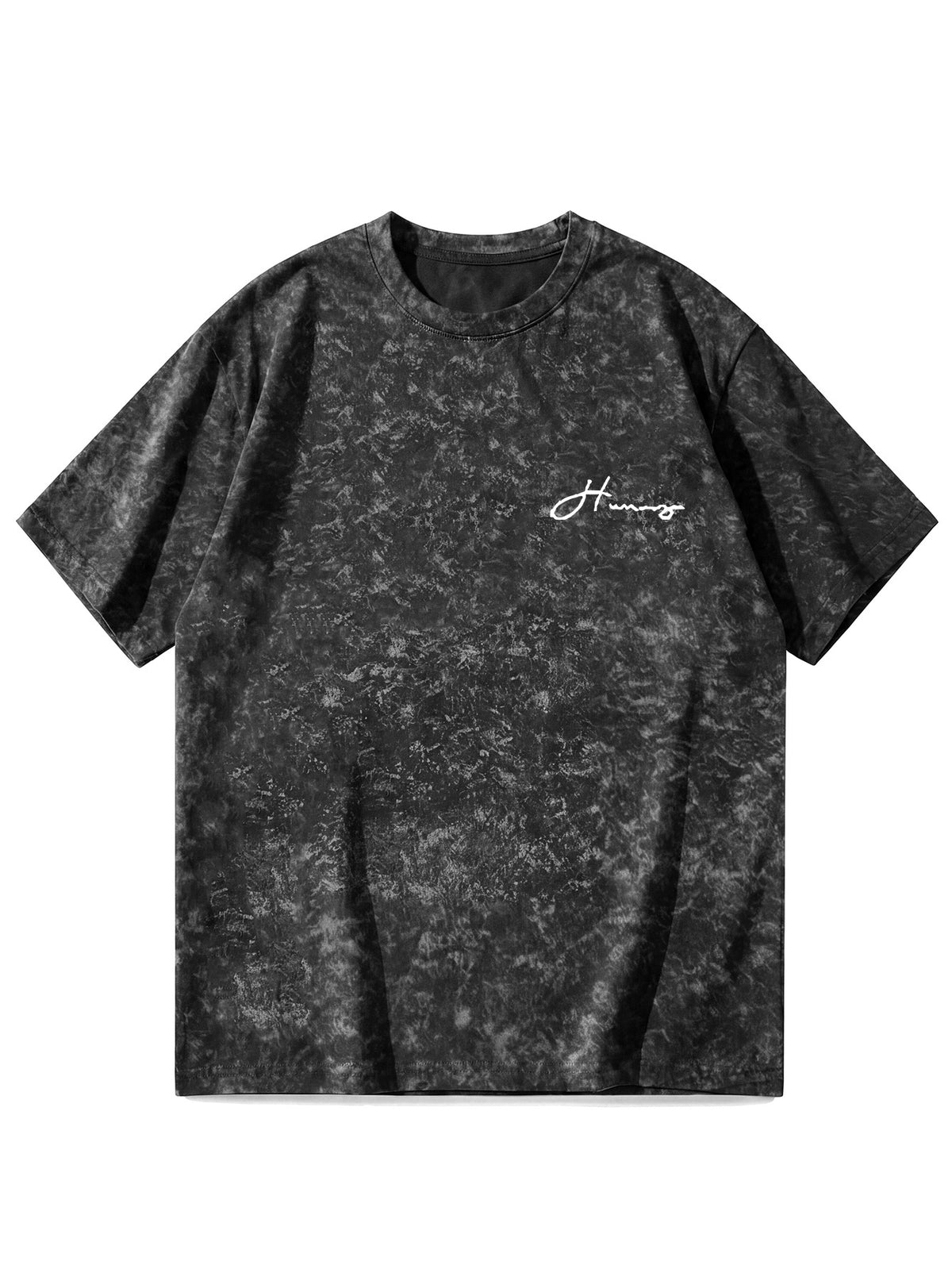 Minimalist Letter Pattern Short Sleeve, Outdoor Street Style Men'S Distressed T-Shirt - Black
