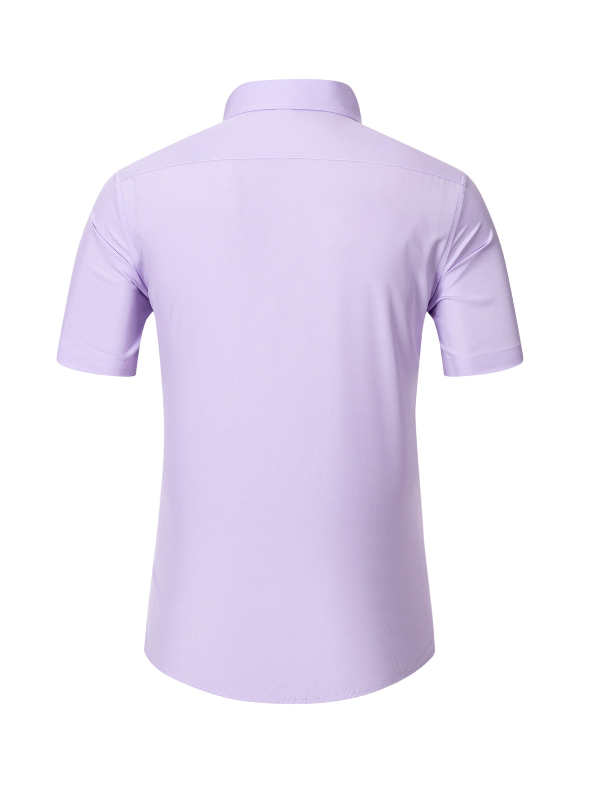 Men's Short-sleeve Shirt with Stand-up Collar/Henley Collar Design, Featuring Exquisite Peak-shaped Embroidery on the Chest - Light Purple