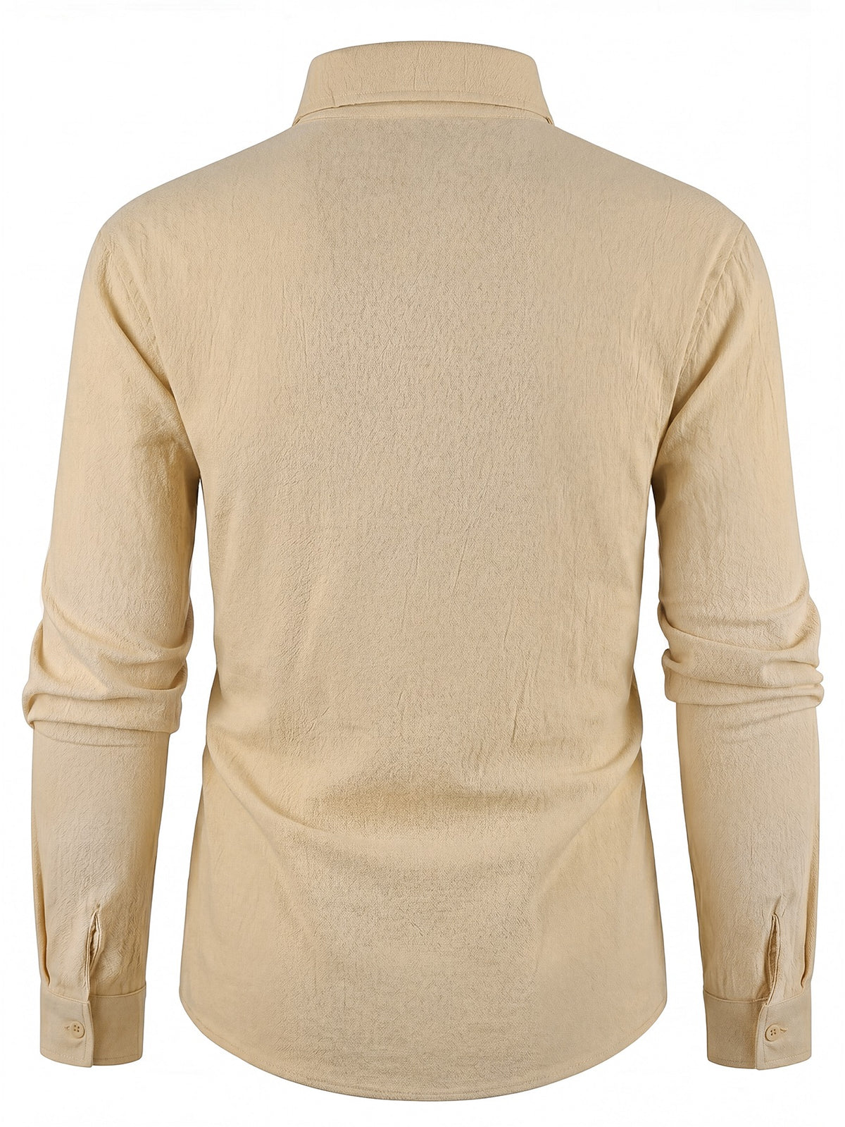 Spring/Autumn Men's California Letter Print Linen Shirt, Long Sleeve Lapel Button-Up Casual Beach Top - Khaki