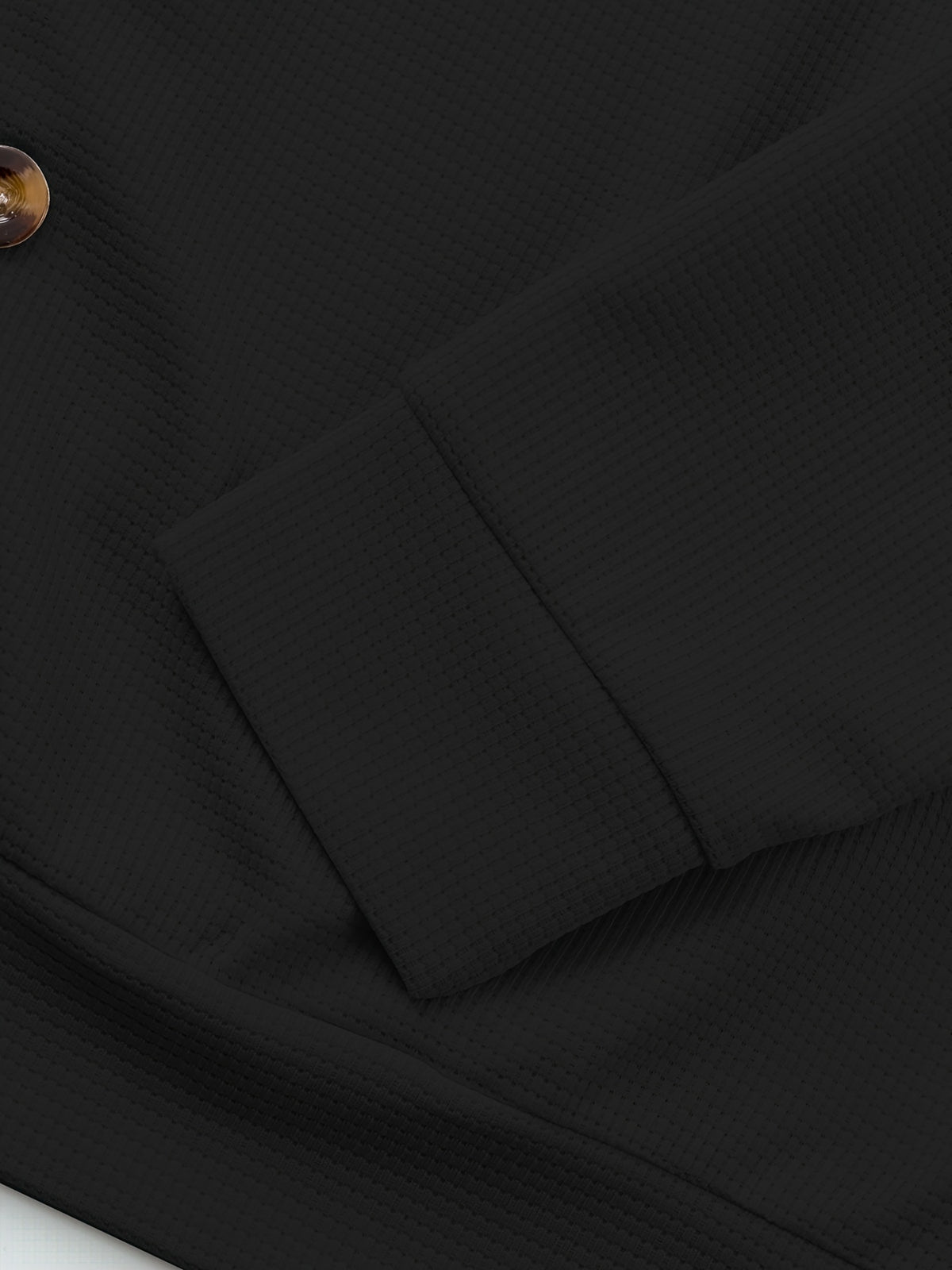 [Pearson OBM] Spring/Autumn New Men'S Solid Color Lapel Waffle Outdoor Sports Comfortable Breathable Men'S Jacket Long Sleeve Button-Up Jacket (Random Print) - Black