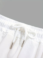 Summer Fashion Sticker Short Sleeve T-shirt and Shorts Two-piece Casual Sports Suit X4071 - White