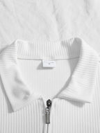 Men's Outdoor Sports Short-Sleeve Summer Casual Comfortable Polo Shirt Henley Shirt - White