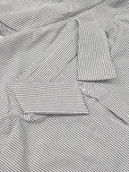 Summer Trendy New Men'S Versatile Basic Easy Individual Fun Back-Print Short Striped Loose Shirt - Grey