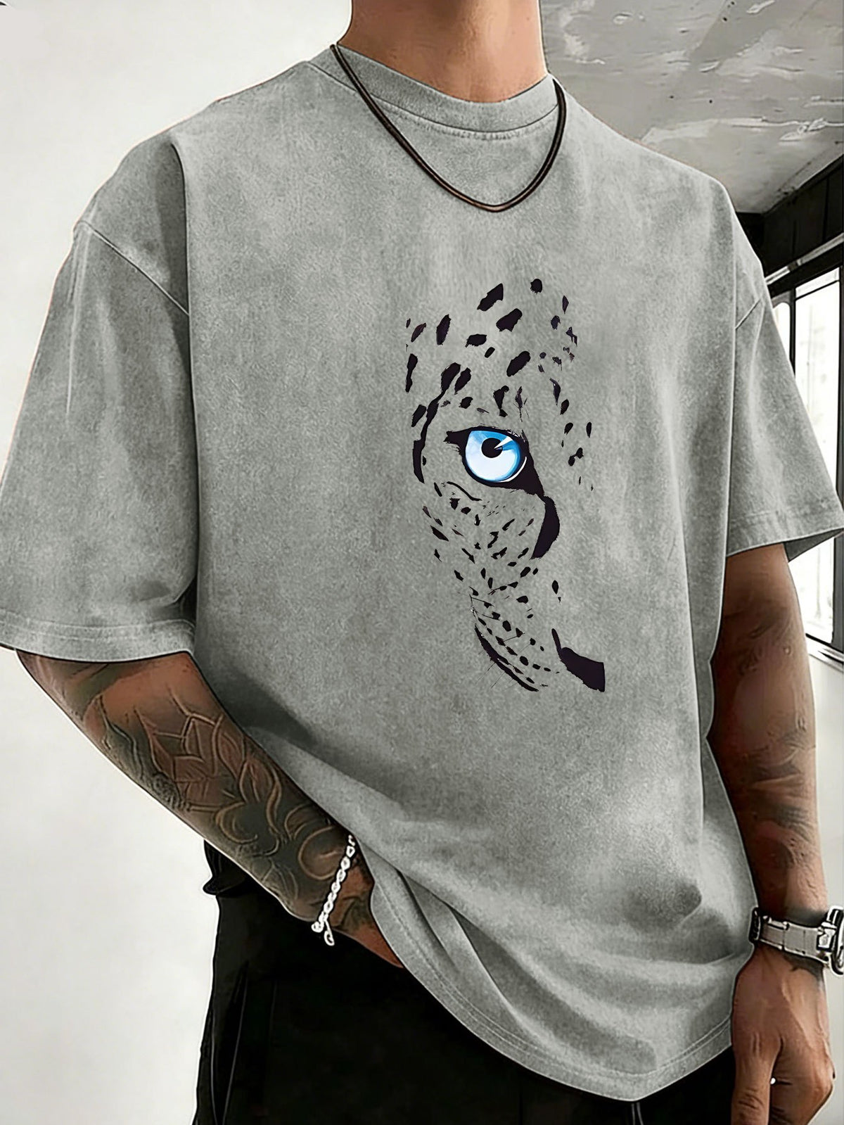 2026 New Unisex T-Shirt, Washed Pure Cotton with Distressed Texture, Double-Sided Print, Breathable and Sweat-Absorbent, Loose Fit for Outdoor Fitness and Sports, Trendy Short Sleeve - Grey
