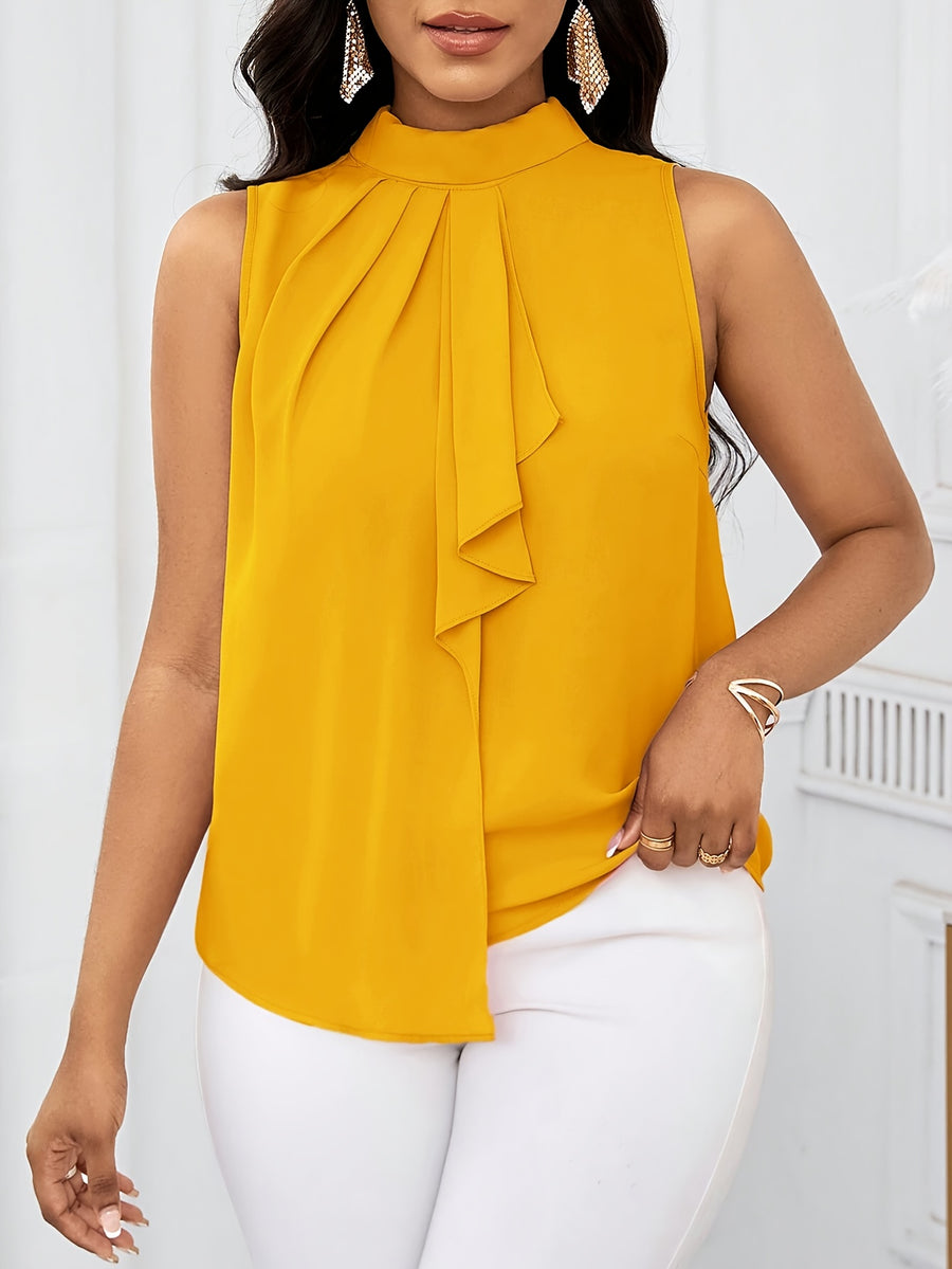 Women'S Fashion Sleeveless Short Sleeve Top - Yellow