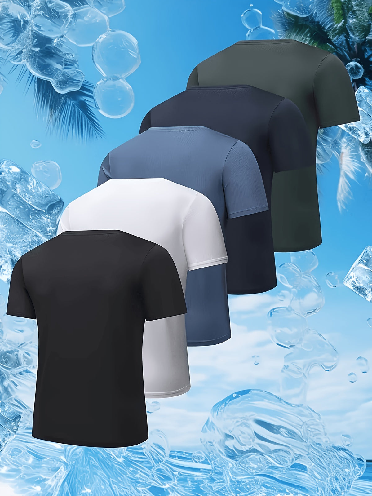 5pcs Men's Quick-Dry Sports T-Shirts - Breathable Moisture-Wicking Crew Neck Short Sleeves, Multiple Colors, Suitable for Gym and Summer Activities, Fitness Apparel - Mixed Color 3