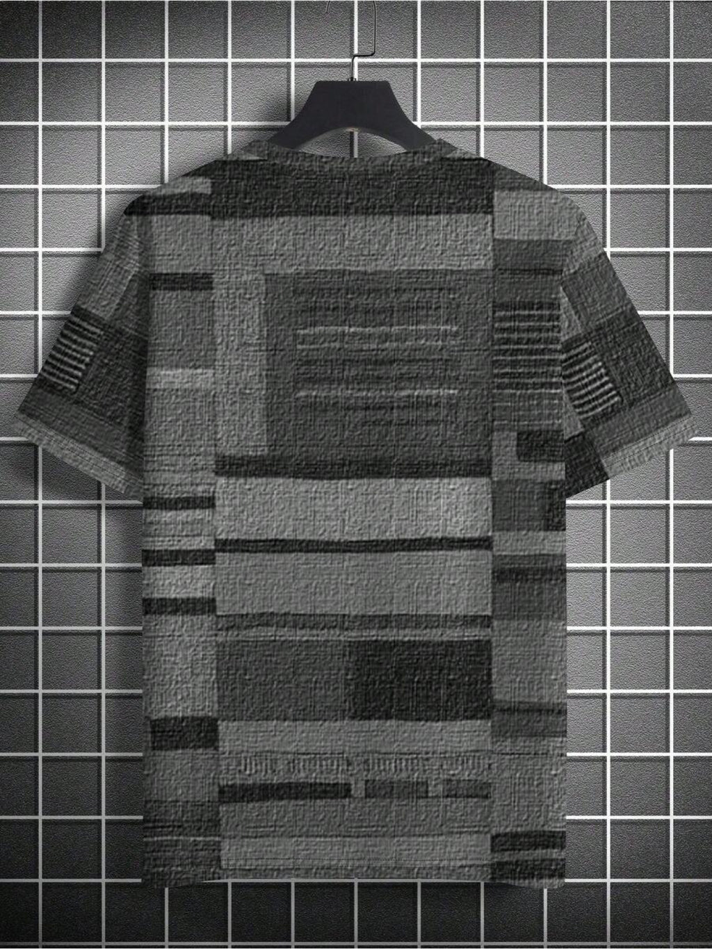 Men's Patchwork Print T-Shirt - Short Sleeve Crew Neck Casual Shirt with Multi-Color Suitable for Casual Attire, Machine Washable, Non- Regular Fit Suitable for Body Types, Modern Patchwork - Multicolor A