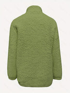 Women's Casual Fashion Pullover Zip-Up Long Sleeve Top - Matcha Color
