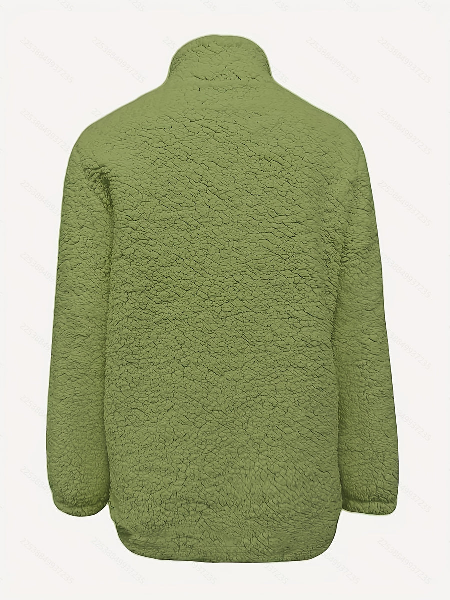 Women's Casual Fashion Pullover Zip-Up Long Sleeve Top - Matcha Color