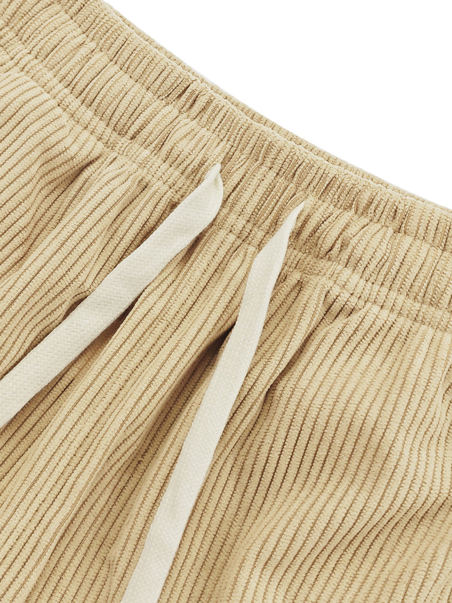 Women'S Elegant Casual Style Lightweight Breathable Corduroy Hot Pants, Women'S Summer Waist Drawstring Elastic Waist Design Pants with Back Pockets, Short Shorts Suitable for Office Dates Outdoor Beach Casual Vacation Or Daily Casual Wear - Khaki 1