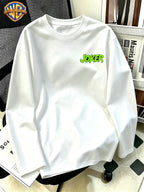 Authorized by Warner Bros., Joker Front And Back Double-Sided Print, Autumn Round Neck Long Sleeve, Fashionable Multifunctional Men'S Clothing, New Casual Loose Outdoor Athletic Breathable Top, Suitable for Daily Outdoor Activities, Gym Wear - White