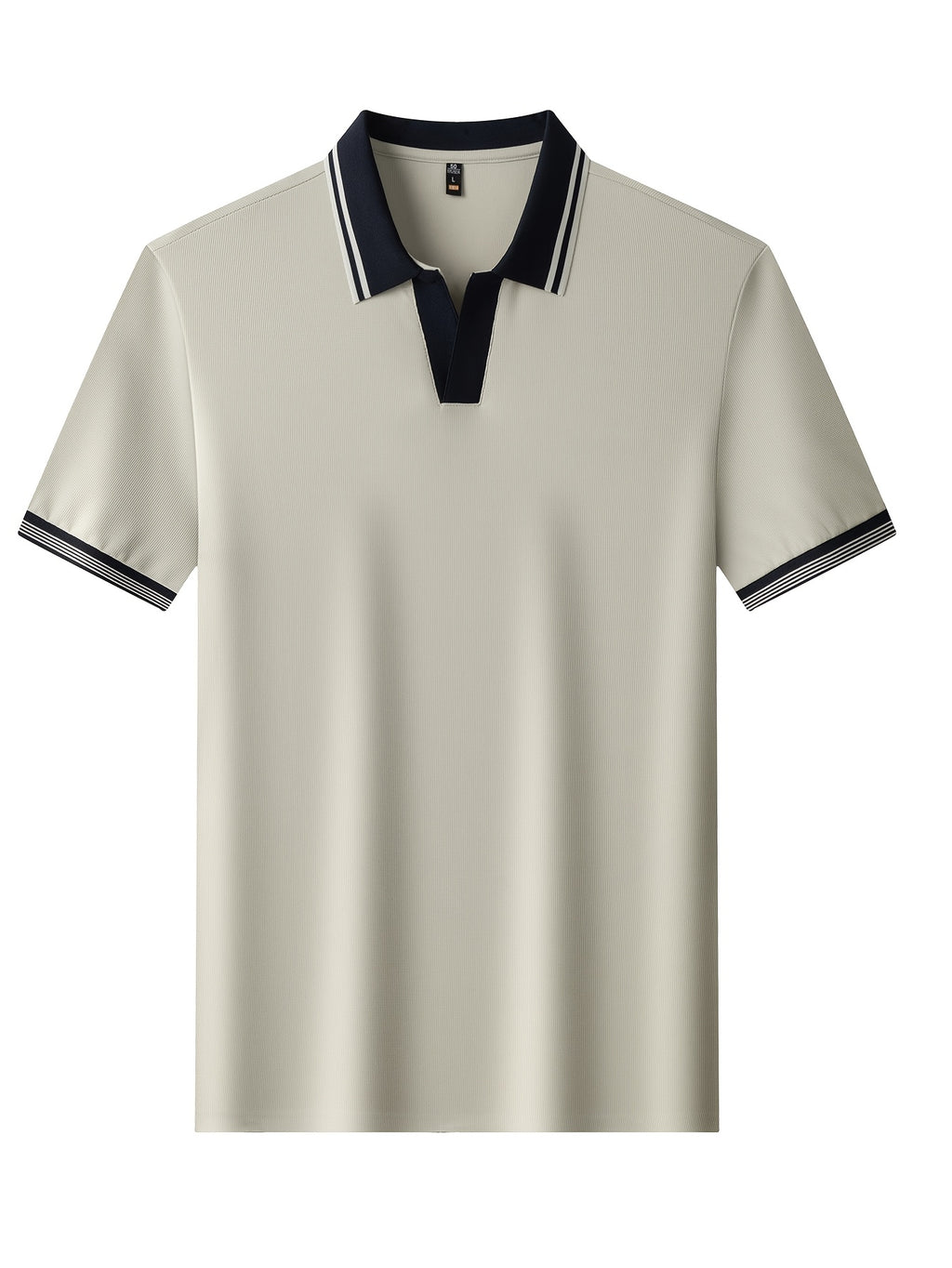 New Summer V-Neck Buttonless Lapel High-Stretch Short-Sleeve Men's T-Shirt, Fashionable Casual Sport Quick-Dry Men's Shirt, Skin-Friendly and Cool, Y Smooth Breathable Men's Top TX16215 - Apricot