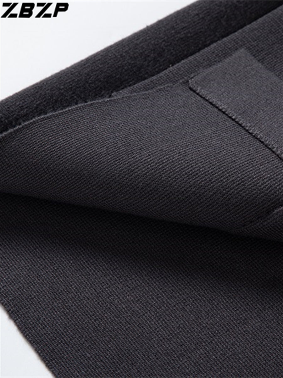 ZBZP Autumn/Winter Youth Men's Casual Knit Cardigan Solid Color Sweater Jacket Men's Fashion Trendy Casual Divine Bird - Coffee Brown