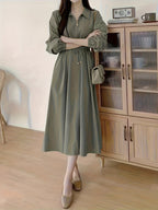 Lapel Tie Dress - fern green