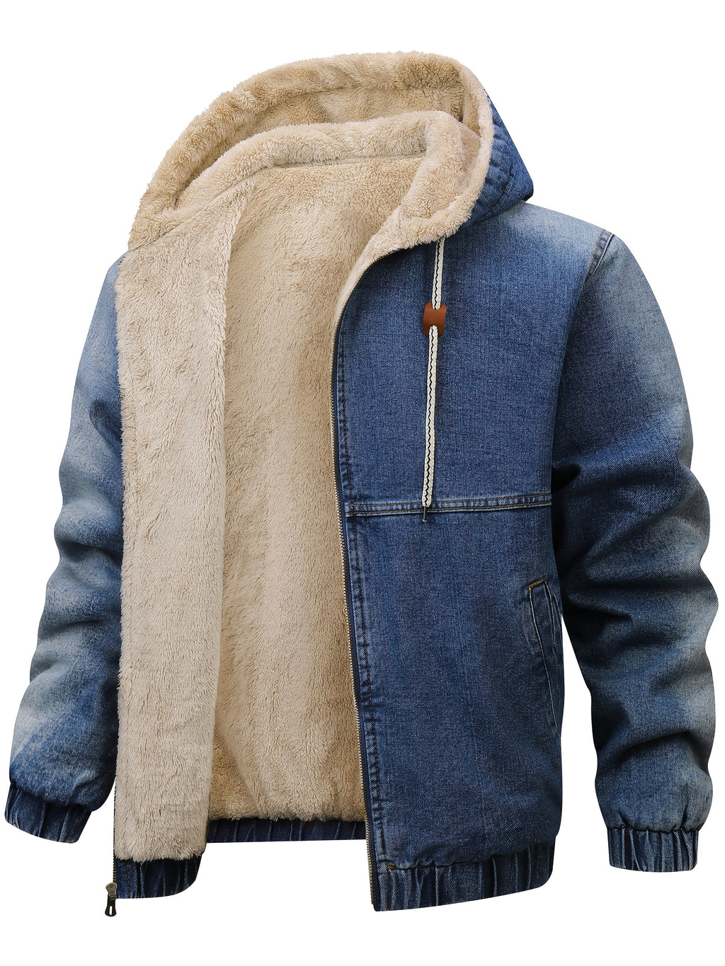 American Size Men'S Autumn And Winter High-Quality Denim Jacket - Royal Blue