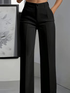 Elegant Special + Women'S Solid Color Easy Trousers - Black