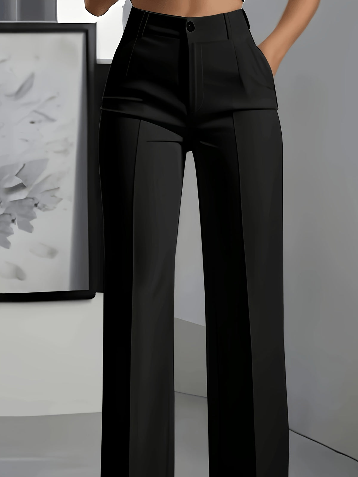 Elegant Special + Women'S Solid Color Easy Trousers - Black