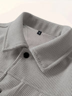 Joshmei OBM Spring/Autumn New Lightweight Men's Solid Color Fashion Multi-Pocket Button-Up Jacket Outerwear - Grey