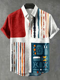 Men's Vintage Shirt - Lapel Collar with Button Front, Suitable for Formal and Casual Occasions, Summer Vacation and Leisure Wear - Easy Care Machine Washable, Versatile Item, Geometric Pattern Design, Textured Fabric, Short Sleeve Top, Men's Standard - Mixed colors