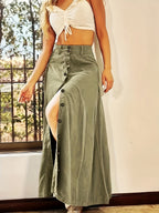New Spring And Summer Fashion Work-Style A-Line Skirt with a Flattering Design, Versatile And Stylish - Army Green
