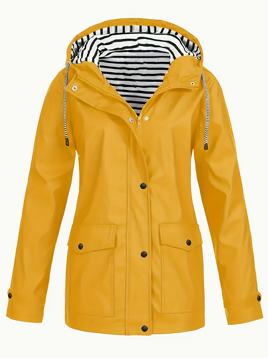 Women's Hooded Autumn/Winter Trench Coat - Yellow