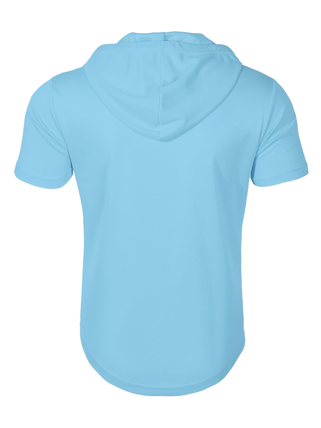 1 Men's Casual Henley Shirt, Men's Sportswear Fitness Hooded Short-Sleeve T-Shirt, Summer Hooded Sports Top T-Shirt - Light Blue