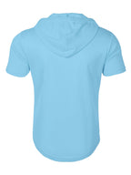 1 Men's Casual Henley Shirt, Men's Sportswear Fitness Hooded Short-Sleeve T-Shirt, Summer Hooded Sports Top T-Shirt - Light Blue