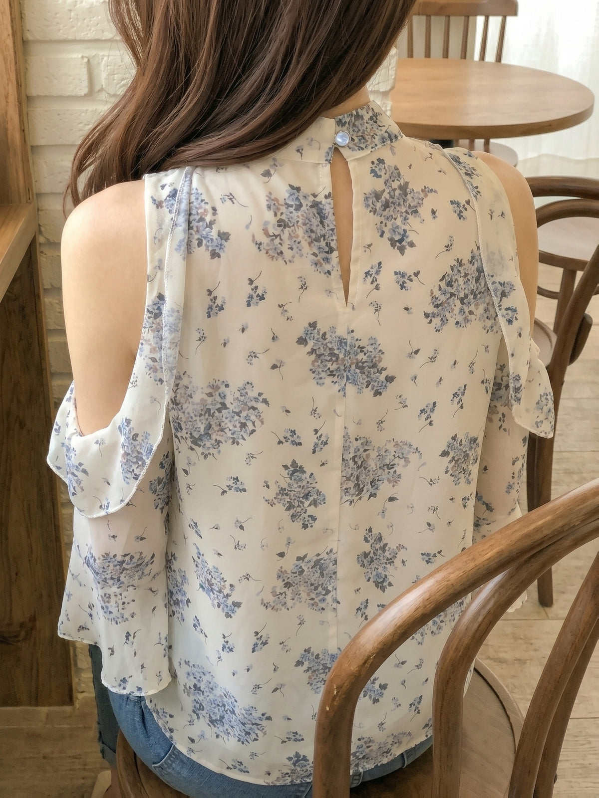 Spring Summer New Women'S Fashion Floral Fresh Style Off-Shoulder Long Sleeve Top - White
