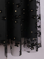 Women'S Elegant Butterfly Floral Print, Sequined Decorative Mesh Long Skirt, Suitable for Spring, Summer, And Autumn, Fashionable And Versatile, Hand Wash Solely - Black