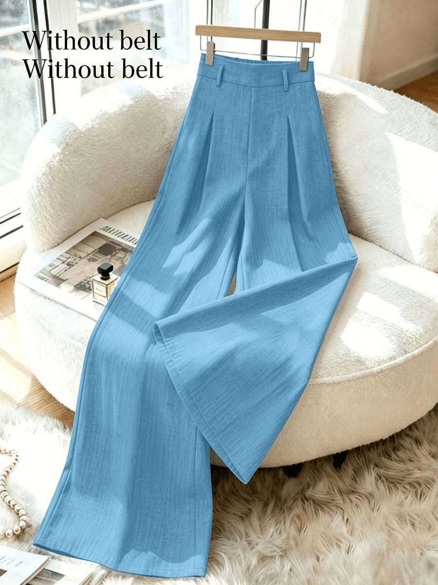 2026 New Spring/Summer Women's Pants - Casual and Versatile - Suitable for Daily Wear - Outings and Vacations - Belt Not Included - Sky Blue