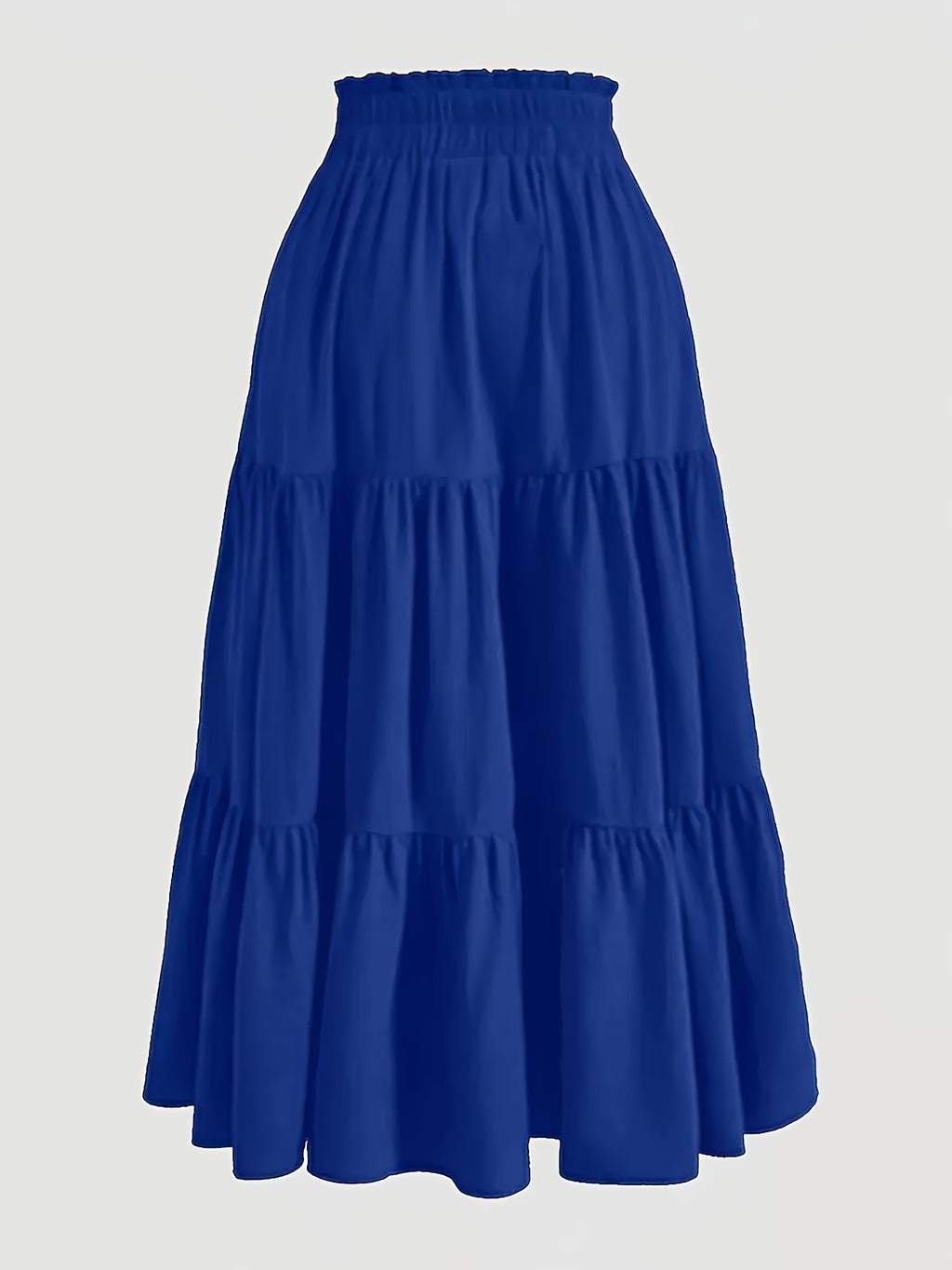 Women's Olive Green Pleated Midi Skirt - Lightweight Adjustable Drawstring Waist, Hand Washable Spring/Summer Elegant Solid Color Skirt for Casual & Formal Outfits, Casual Attire, Nontransparent Fabric, Spring Fashion, Classic Style, Breathable Material - Navy Color