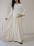 Casual Dress Kaftans Banquet Party Long Dresses, Long Sleeves, Perfect for Spring and Fall, Casual Wear | Polyester Fabric - Apricot