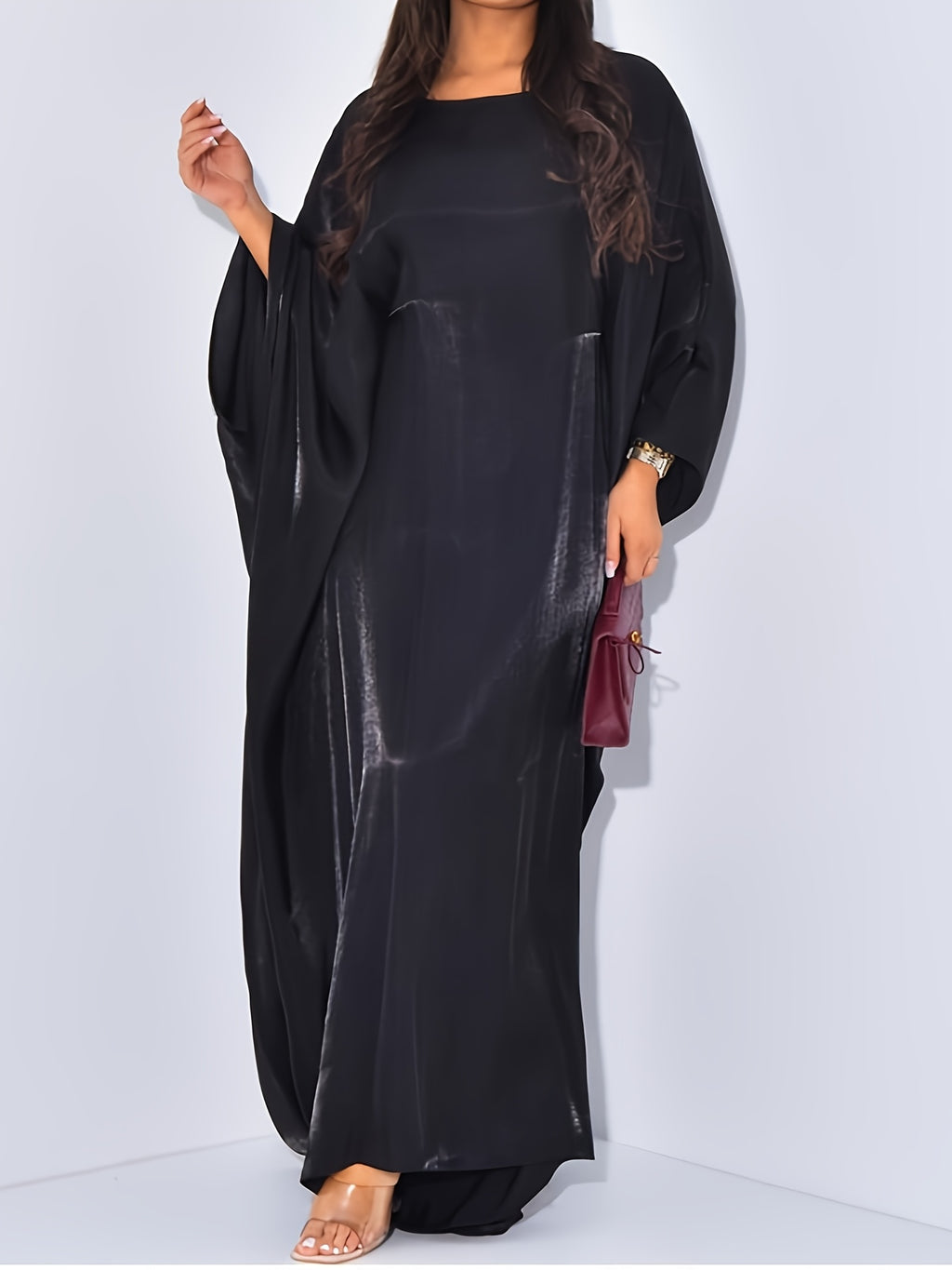 Middle Eastern Elegant Shimmer One Size Robe 8336-8 - Black