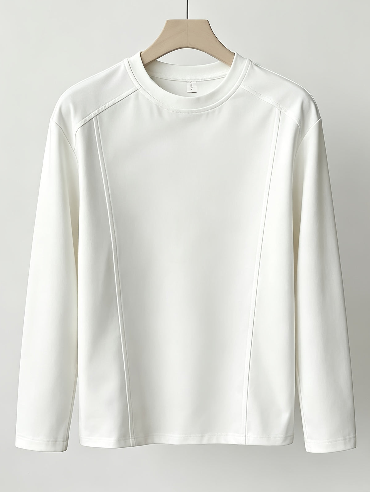 Men'S Casual T-Shirt American Retro Deconstructed Straight Line Patchwork Long Sleeve T-Shirt Men'S Spring Autumn Trendy Brand Easy Regular Shoulder Round Neck Base Layer Top in Stock - White
