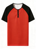 9pcs Set of High-Value, Cost-Effective Henley Shirts, Comfortable And Skin-Friendly, Easy And High-End, Breathable And Sweat-Absorbent, Suitable for Fitness, Versatile, Classic And Luxurious, Perfect for Everyday Casual Wear - Red