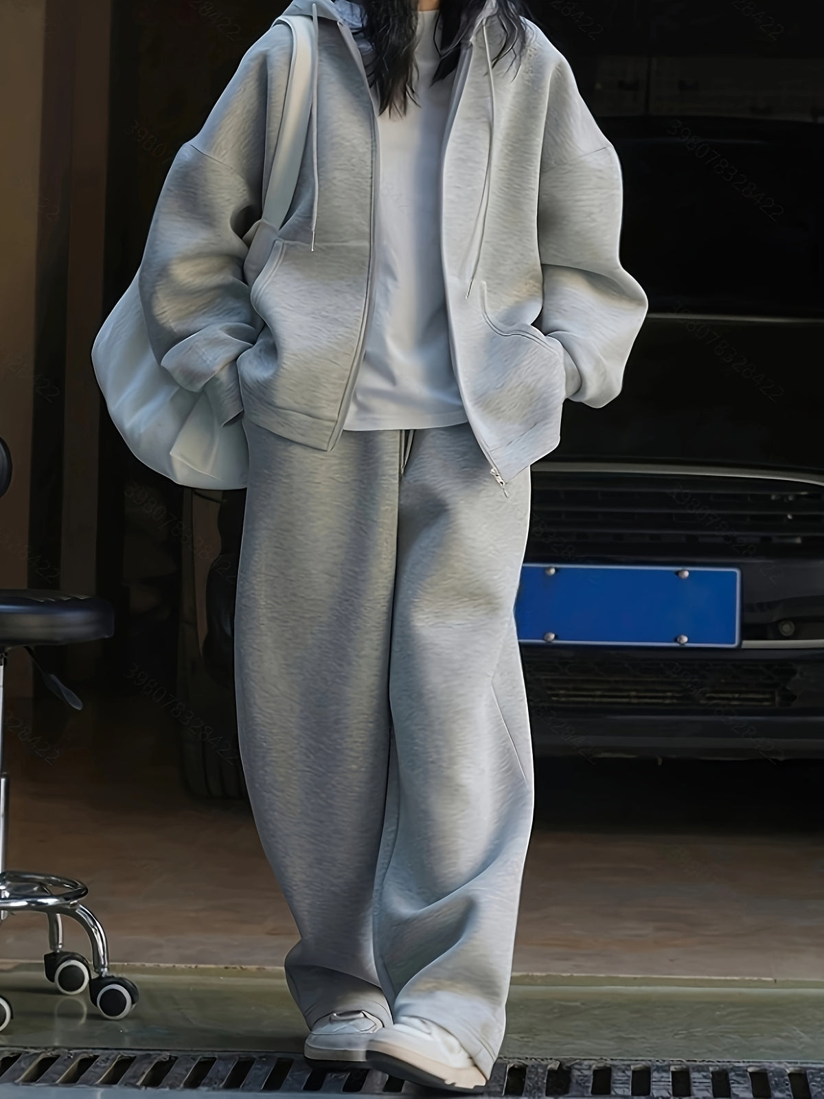 Women's Fashion Casual Autumn/Winter Sweatshirt Set - Grey