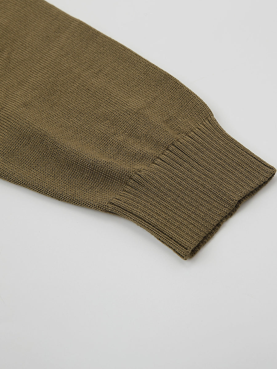 Men'S Solid Color Casual Sweater for Autumn And Winter, Knitwear for Outdoor Sports, Hoodie As a Gift with Ribbed Cuffs Design - Army Green