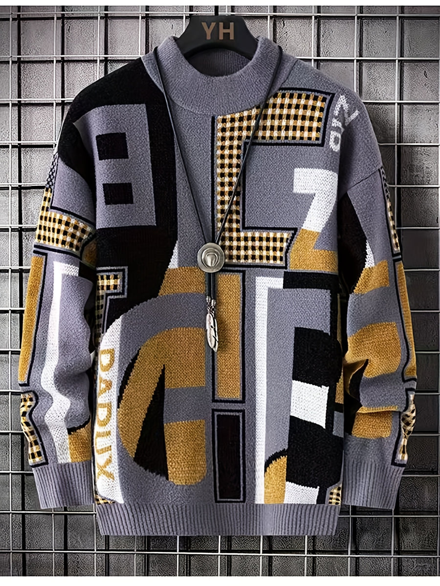Men'S Sweater, New Thick And Warm Style for Autumn And Winter, Comfortable And Soft Pullover, Trendy Street Fashion Top for Men, Youth Sweatshirt, Knit - Grey