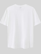 Men's 100% Pure Cotton T-Shirt, Los Angeles Letter Print, Comfortable and Breathable, for Spring/Autumn Casual Daily Wear - White