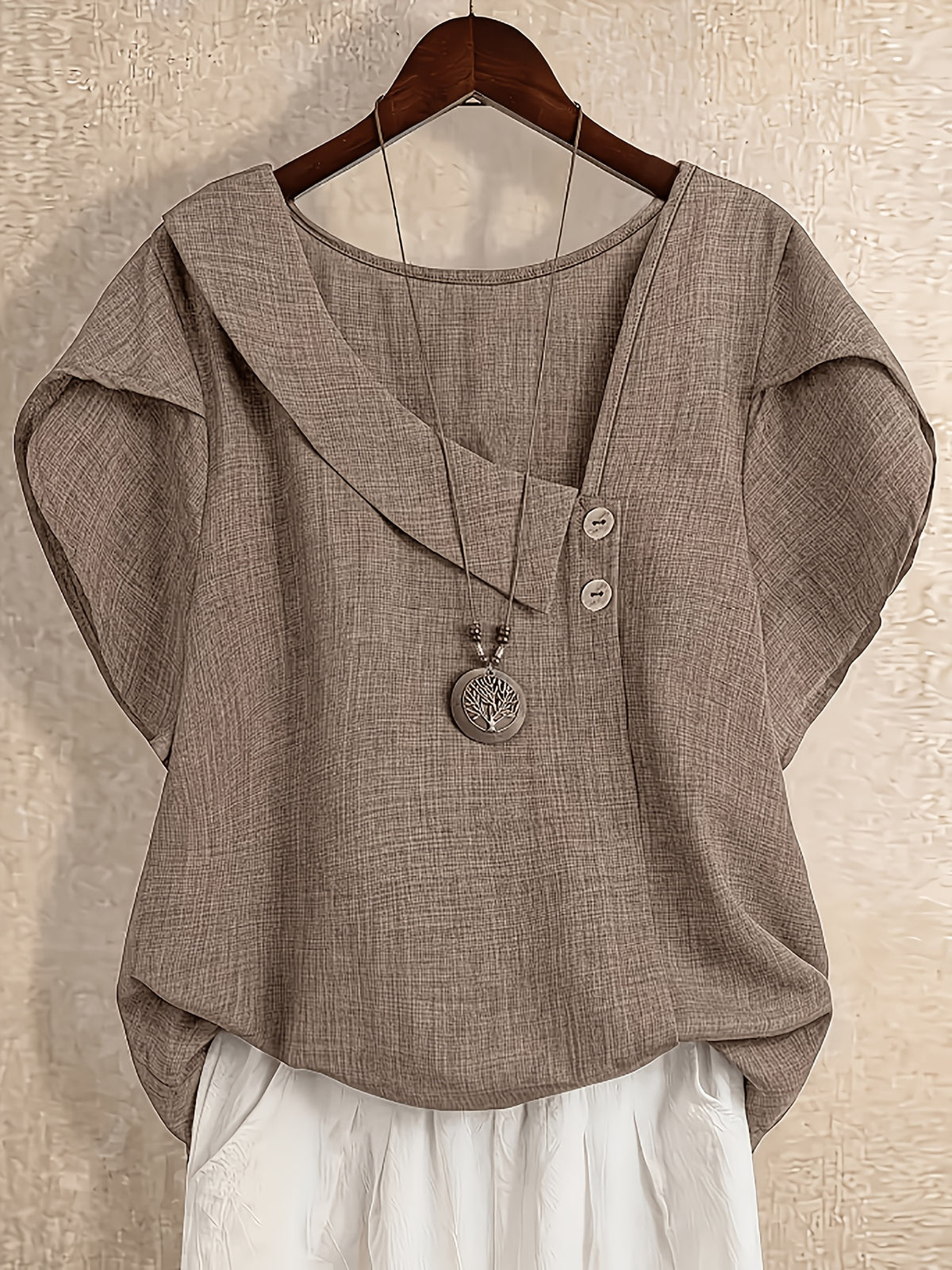 Women's Solid Color Vacation Top - Camel