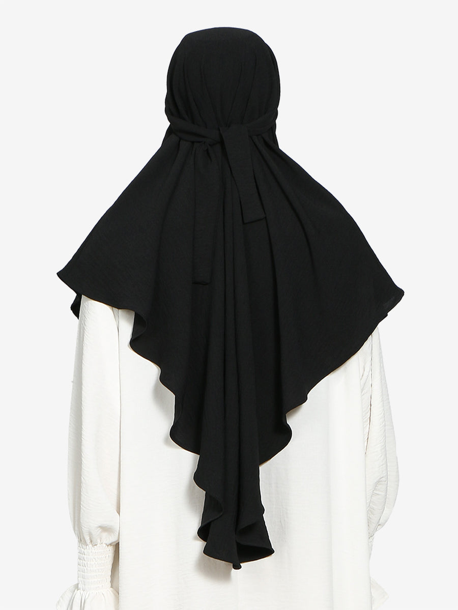 New Women's Abaya Gown - Prayer Dress with, Large Abaya Headscarf with Ties, Shawl-Style Long Scarf, Soft and Breathable, Multiple Colors Available, Versatile for Daily Commuting and Eid Prayer Attire - Black