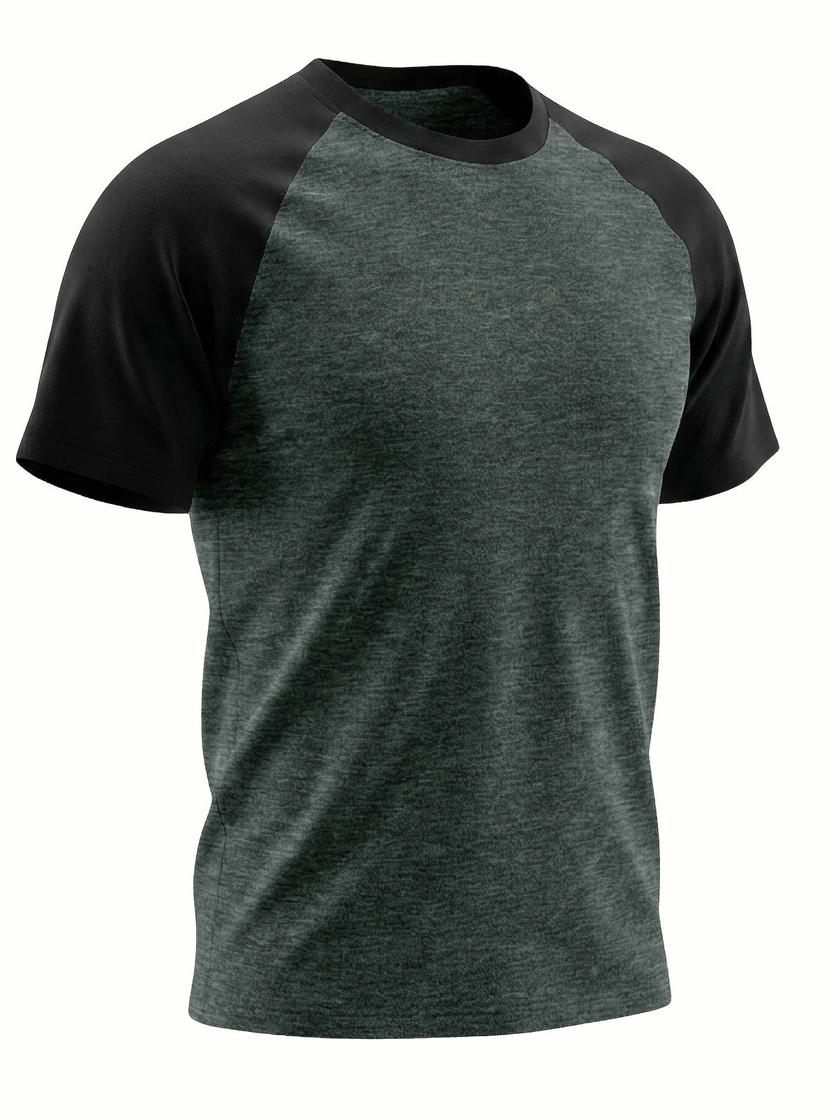 3pcs Raglan Colorblock Crew Neck Short Sleeve Base Layer Tops, Stretch Fabric, Men's European and American Style Summer Soft Fabric T-Shirt, Home Wear, Men's Casual Top, Inner Layer, Multi-Scene, Suitable for Various Style Combinations - Army Green + White + Gray